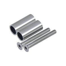 Přechod na vymezení vzdálenosti mezi sloupem (plochý) a kotevní deskou, ø 20x2,0 mm /L:45 mm, vnitřní šroub: M8x70 mm, broušená nerez K320 / AISI304, bal: 2ks