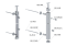 Nerezový sloup na francouzský balkón, boční kotvení, 5 řadový, levý, vrch pevný, (40x40x2 mm), broušená nerez K320 / AISI304