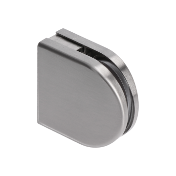 ZAMAK broušená svorka skla plochá (56x53x23 mm), pro sklo 8-10 mm, balení obsahuje gumičky, materiál: slitina AL/ZN, svorka se přímo úměrně zvětšuje s šířkou skla