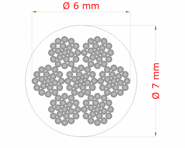 Oceľové lanko ø 6mm (7x19 dr.) /galvanicky pozinkované s PVC obalom ø1mm - celková hrúbka ø7mm
