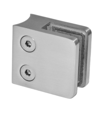 Svorka skla na trubku ø 42,4 mm (45x45x26 mm), broušená nerez K320 / AISI316, balení neobsahuje gumičky na sklo