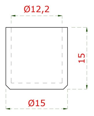 Ukončení na trubku ø 12mm, broušená nerez K320 / AISI304