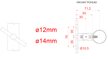 Nerezový sloup, boční kotvení, 5 řadový průchodný, vnitřní, vrch nastavitelný (ø 42,4x2 mm), broušená nerez K320 / AISI304