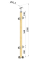 Dřevěný sloup, vrchní kotvení, výplň: sklo, průchozí, vrch pevný (ø42 mm), materiál: buk, boušený povrch s nátěrom BORI (bezbarvý)