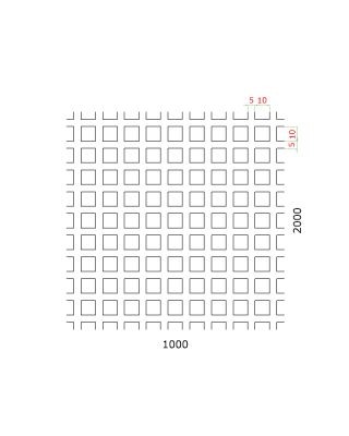 Děrovaný plech čtvercový řadový Fe, otvor: 10x10 mm, rozteč: 15 mm, (1000x2000x1,5 mm)