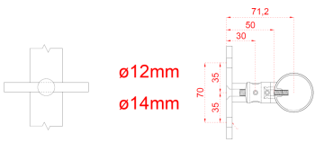 Nerezový sloup, boční kotvení, 5 řadový průchodný, vnitřní, vrch pevný (ø 42,4x2 mm), broušená nerez K320 / AISI304