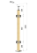 Dřevěný sloup, vrchní kotvení, výplň: sklo, rohový: 90°, vrch pevný (40x40mm), materiál: buk, broušený povrch bez nátěru