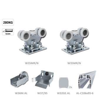 Samonos do 300 kg/6,5 m, profil 95 x 106 mm, hliník