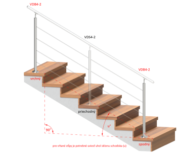 nerezový sloup, vrchní kotvení, 4 děrový, koncový, vrch nastavitelný (ø