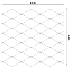 Nerezová lanková síť, 0,8 x 5 m, oko 60 x 104 mm, ø 2 mm, AISI 316