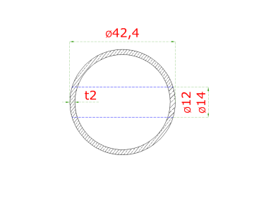 Nerezový sloup, boční kotvení, 4 děrový průchodný, vrch pevný (ø42,4x2 mm), broušená nerez K320 / AISI304