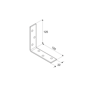 úhelník 125x125x22mm, 2,0mm, galvanicky pozinkovaný, díry průměr 4,5mm - v počte 6ks