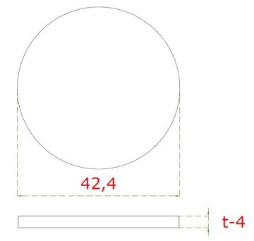 Ukončení-krytka (ø 42.4mm / H: 4mm), broušená nerez K320 / AISI304