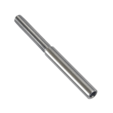 Úchyt (lepící) pro nerezové lanko ø4 mm s vnějším pravotočivým závitem M6 x 30 mm, (ø7 mm / L: 70 mm), broušená nerez K320 / AISI304, použít lepidlo MD-GEL454/20