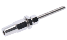 Úchyt pro nerezové lanko 4mm, se závitem M6, broušená nerez K320 /AISI304