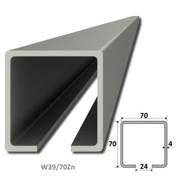 C profil 70 x 70 x 4 x 1000 mm, pozinkovaný - Délka: 4m