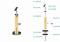 Dřevěný sloup, vrchní kotvení, 5 řadový, průchozí, vrch nastavitelný (ø 42mm), materiál: buk, broušený povrch s nátěrem BORI (bezbarvý)