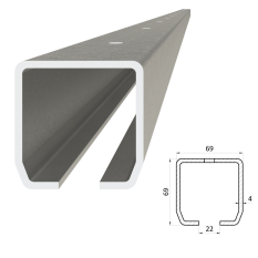 C profil PICOLLO 69 x 69 x 4 x 4000mm s otvormi, pozinkovaný