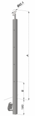 Nerezový sloup, boční kotvení, 4 děrový koncový, levý, vrch nastavitelný (40x40 mm), broušená nerez K320 / AISI304