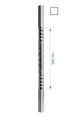 Tyč-trubková H-1000mm se čtvercovou základnou 25x25mm, stěna 1mm