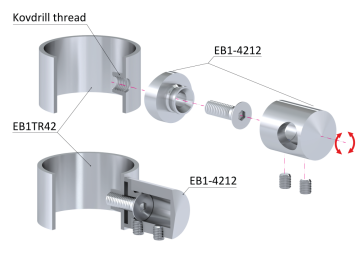 Držák tyče ø 12 mm (koncový-levý) na trubku ø 42,4 mm (30x22 mm), broušená nerez K320 / AISI304
