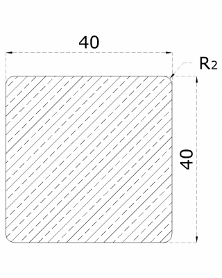 Dřevěný profil čtvercový (40x40mm / L: 2000mm) materiál: buk, broušený povrch, bez nátěru, balení: PVC fólie
