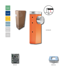 M3BAR automatická závora do 3 m (24 V, 150 W, 100 Nm) řídicí jednotka BCU1, 1x základová deska XBA16, bez ramena