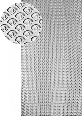 Plech pozinkovaný 2000x1000x1,2 mm, lisovaný vzor KAPKA, 3D efekt. Skutečný rozměr +/- 0,5%