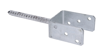 Pätka stĺpika U 141x120x324mm, 4mm žárový pozink, priemer nohy 18mm, počet děr o průměru 11mm-6ks