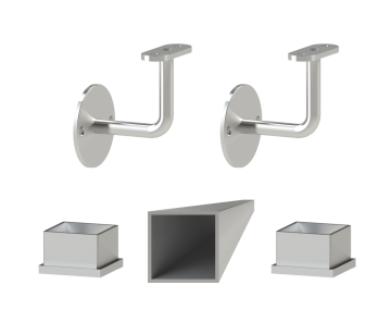 Madlo 1000mm (set:2ks úchyt, madlo 40x40mm s ukončením), brúsená nerez K320 /AISI304