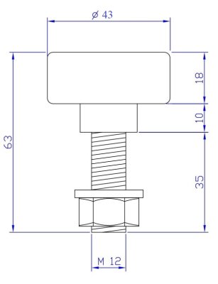 Polyamidové vodící kolečko ø 43mm s ložiskem, M12
