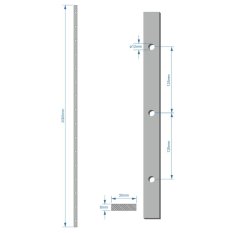 Plochá tyč 30 x 8 mm, děrovaná, rozteč děr 125 mm, otvor ø 12 mm, L=2000 mm