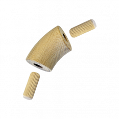 Dřevěný spojovací oblouk (ø 42 mm / 45°), materiál: dub, broušený povrch bez nátěru