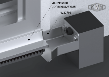 Dojezdová kapsa pro samonosnou bránu s hliníkovým C profilem 95x100x11 mm