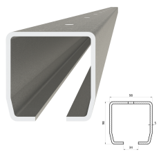 C profil MEDIO 98 x 98 x 5 x 4000 mm s otvormi, pozinkovaný