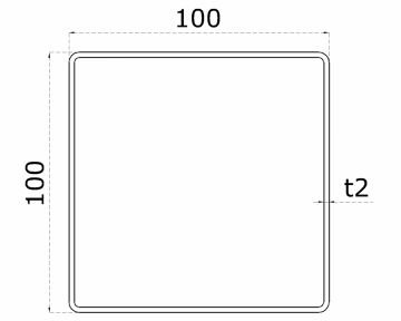 Profil uzavřený 100x100x2mm, cena za 1ks(1m), broušená nerez /AISI304 - Délka: 1m