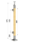 Dřevěný sloup, vrchní kotvení, výplň: sklo, levý, vrch pevný (40x40 mm), materiál: buk, broušený povrch s nátěrem BORI (bezbarvý)