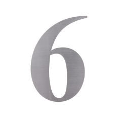 Číslo domovní 6, (127x1.5mm), s 3M páskou, broušená nerez K320/AISI 304