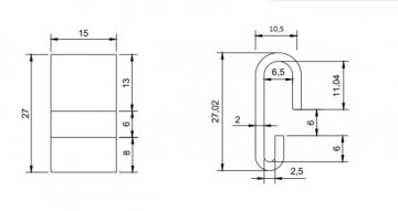 Nerezové lisovací pouzdro - Tvar `C` pro dvě lanka - 2.0mm a max. 6.0mm