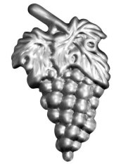 Hroznový střapec s listem, 135 x 80 mm, tloušťka 2mm, plechový výlisek, pravý