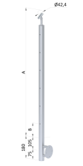 Nerezový sloup, boční kotvení, 6děrový, lanko,průchozí