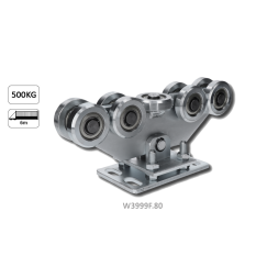 Vozík pro C-profil 80x80x5 mm výškově nastavitelný, 9x ocelové kolečko s ložiskem 6204ZZ, galvanické zinkování
