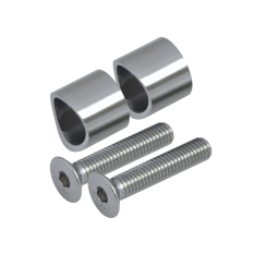 Přechod na vymezení vzdálenosti mezi sloupem ø42,4 mm a kotevní deskou, ø20x2 mm /L:15 mm, vnitřní šroub: M8x40 mm, broušená nerez K320 / AISI304, bal: 2 ks