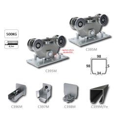 MEDIO-Klasik samonosný systém 98x98x5 mm pro posuvné brány do 450 kg / 8,5 m průjezd (C399M/Fe 1x 6 m černý profil, C395M KLASIK 2 ks, C396M 1 ks, C397M 1 ks), běžný provoz