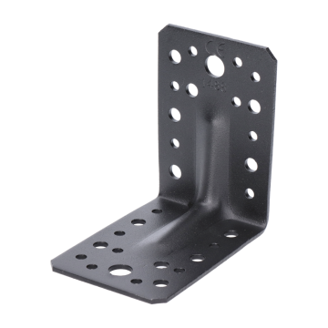 Úhelník s prolisem 90x90x65 mm, 2,0 mm, černý, díry průměr 5 mm - 16 ks, 7 mm - 12 ks, 11 mm - 2 ks