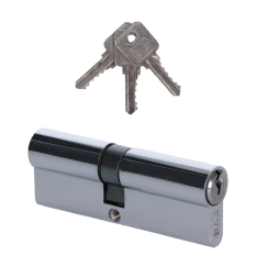 Cylindrická vložka EURO 40/45mm, niklová, 3 klíče, šroub M5x65mm