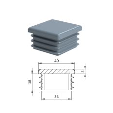 Krytka plastová 40 x 40 mm, šedá