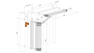 Hydraulický zatvárač, pre krídlové brány do 75 kg / 1,1 m, SILV