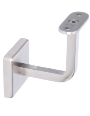 Držák madla na stěnu pevný (plochý, L:80x80mm, kotevní deska: 60x60mm), broušená nerez K320/AISI304)