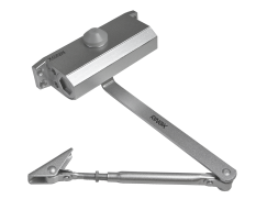 Hydraulický zavírač (162x41x63 mm) pro interiérové dveře, max. délka dveří: 900 mm / max. váha dveří: 60 kg, materiál: AL s povrchovou úpravou - stříbrná